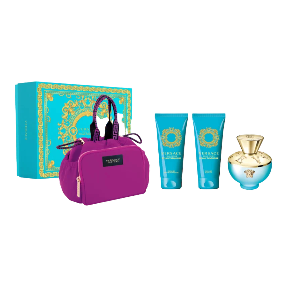 VERSACE DYLAN TURQUOISE 100ML+LATTE CORPO+GEL DOCCIA+POCHETTE